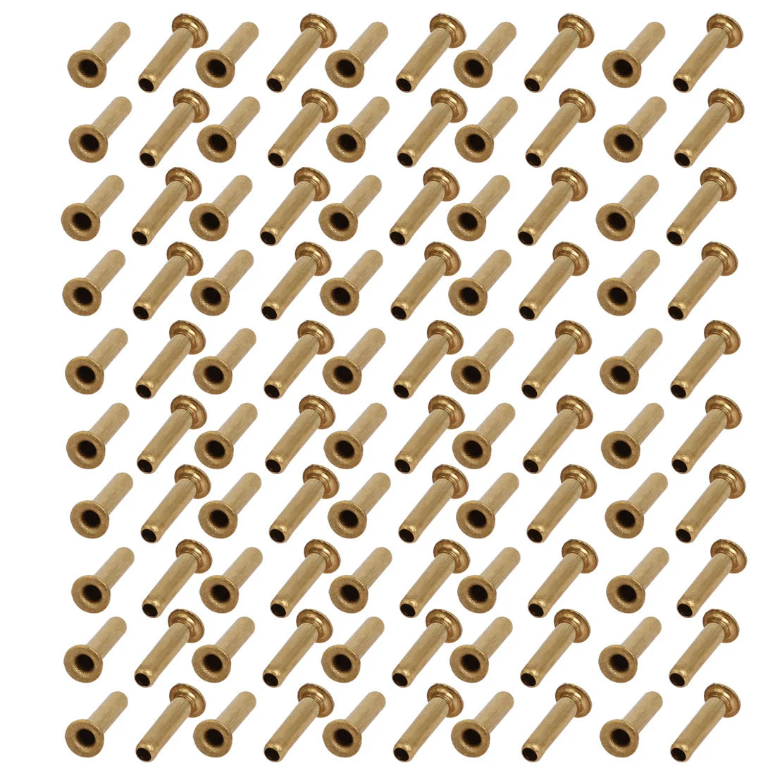 100pcs M2.5 x 10mm Brass Plated Metal Hollow Eyelets Rivets Gold Tone