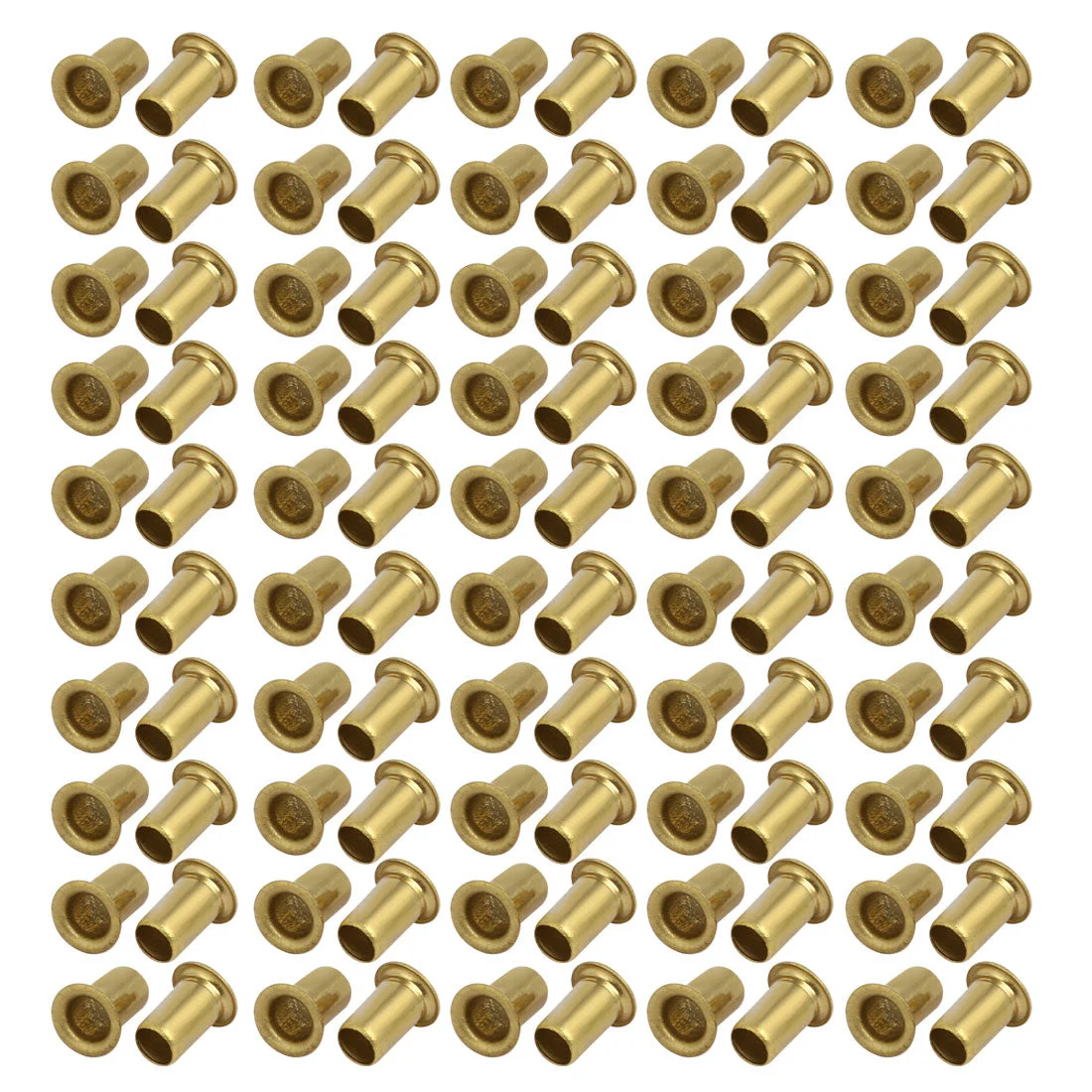 100pcs M6 x 10mm Brass Plated Metal Hollow Eyelets Rivets Gold Tone