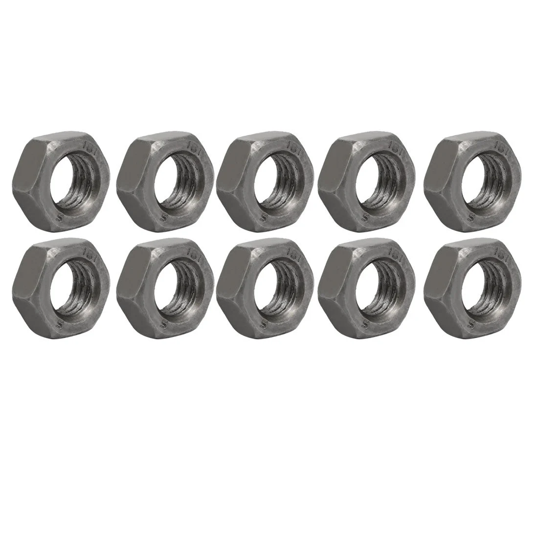 10pcs, M14x2mm Pitch Metric Coarse Thread Carbon Steel Left Hand Hex Nuts