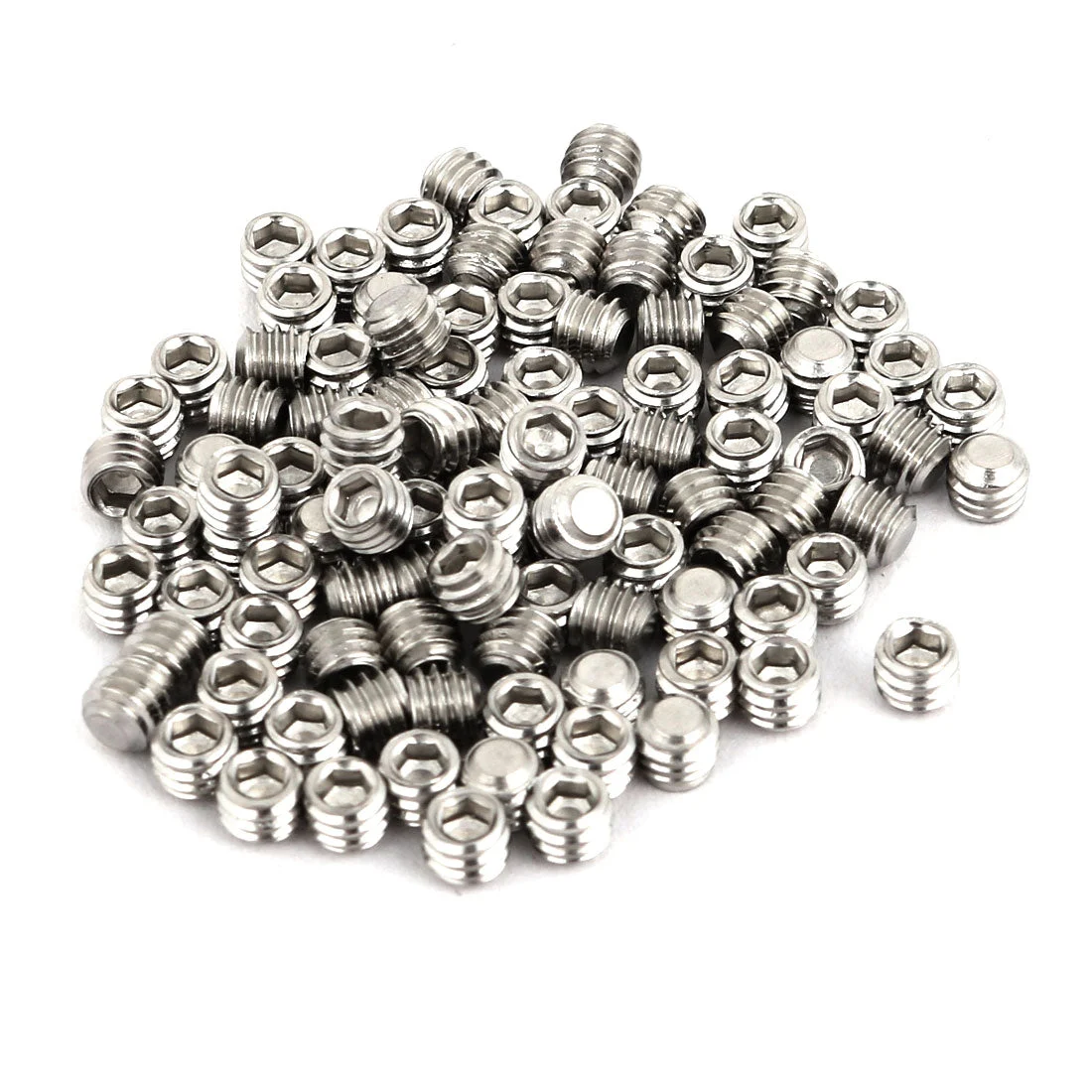 Uxcell 100 Pcs M4 x 3mm 304 Stainless Steel Hex Socket Drive Flat Point Grub Screw