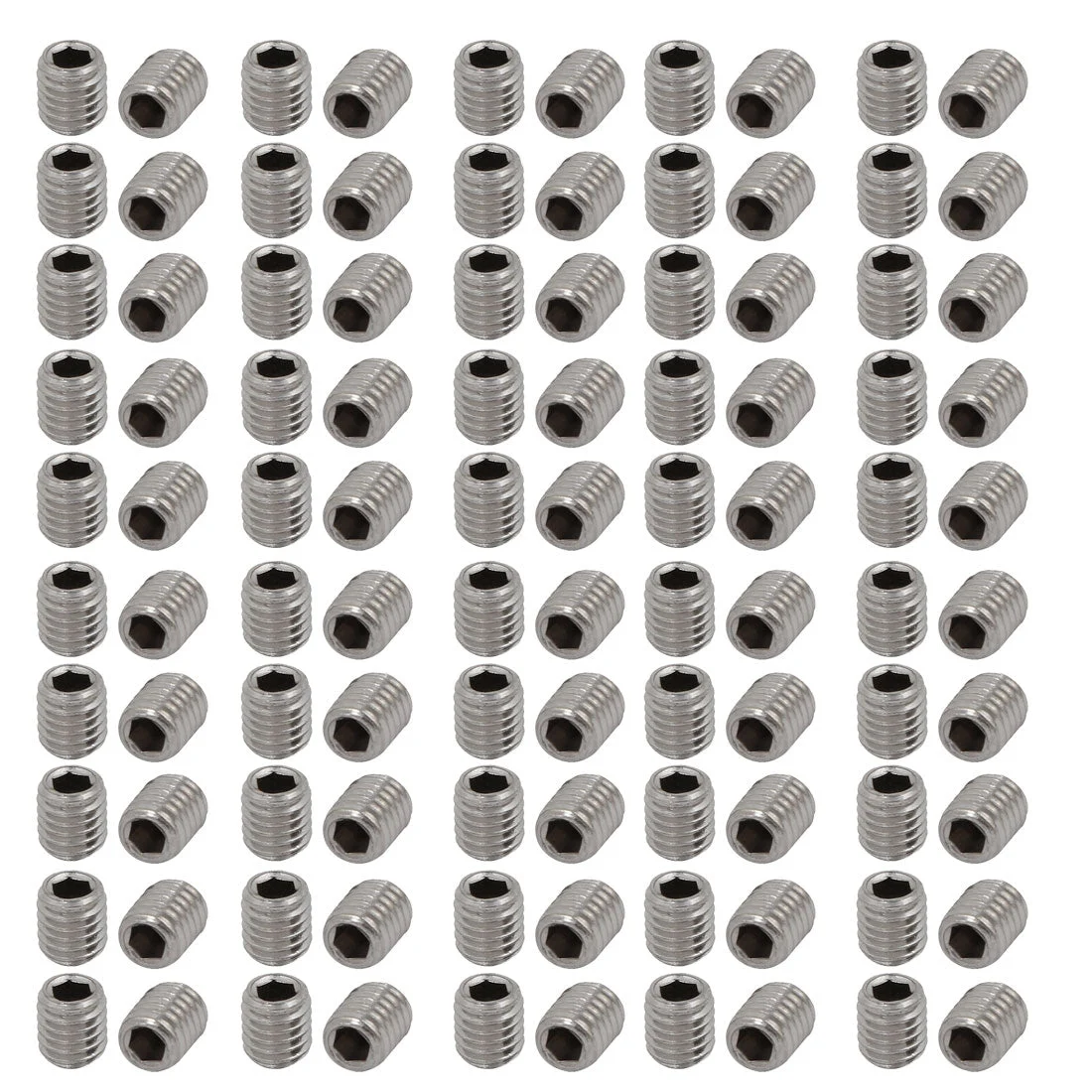 100 Pcs M5 x 6mm 304 Stainless Steel Hex Socket Drive Flat Point Grub Screw