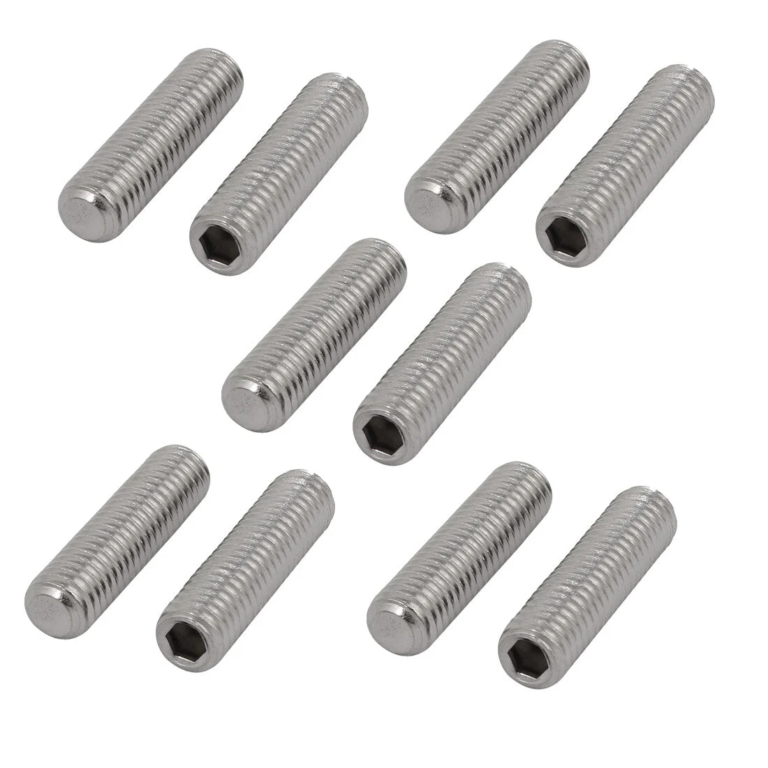 Uxcell 10 Pcs M8 x 30mm 304 Stainless Steel Hex Socket Drive Flat Point Grub Screw