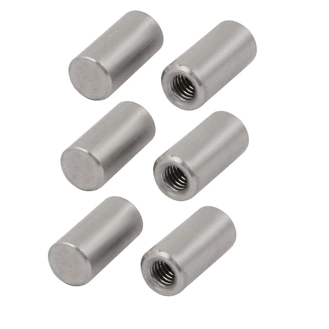 304 Stainless Steel M3 Female Thread 5mm x 10mm Cylindrical Dowel Pin 6pcs