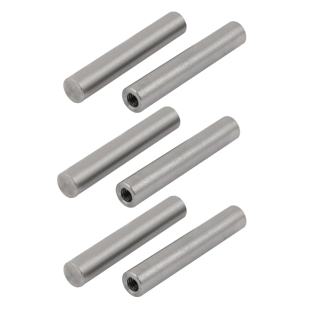 304 Stainless Steel M6 Female Thread 10mm x 60mm Cylindrical Dowel Pin 6pcs