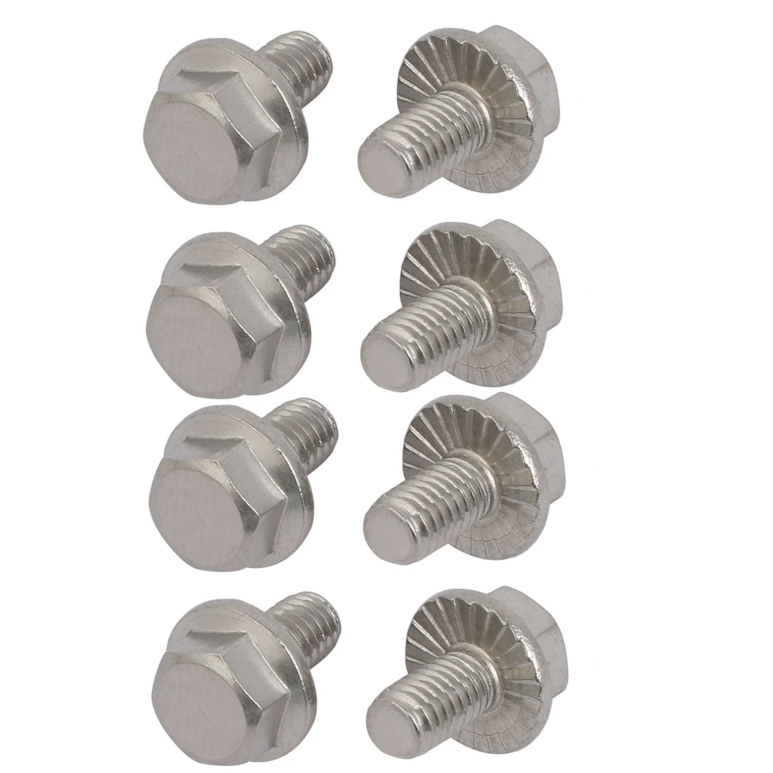 M6x10mm Thread 304 Stainless Steel Hex Head Serrated Flange Screw Bolt 8pcs