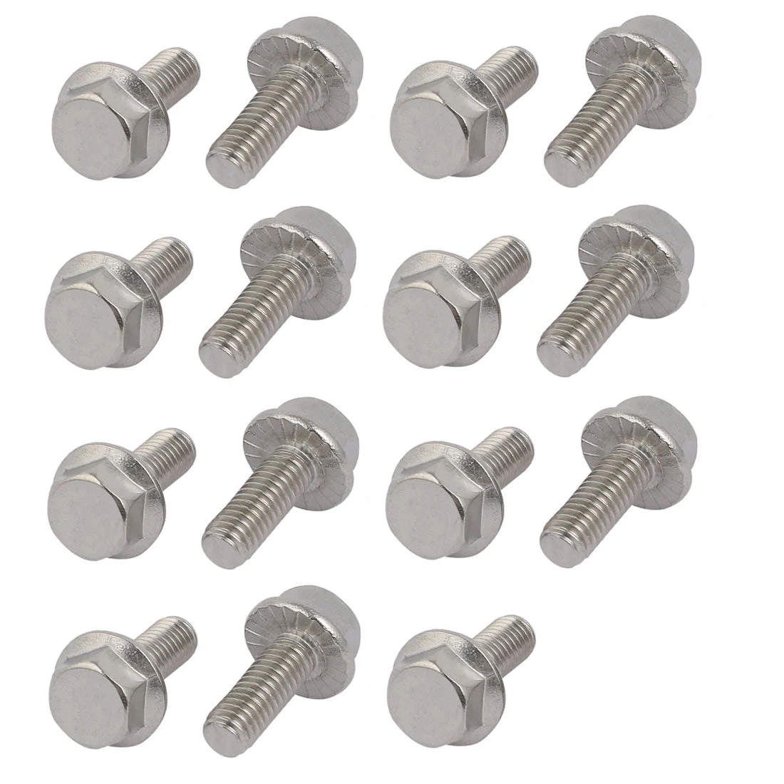 M6x16mm Thread 304 Stainless Steel Hex Head Serrated Flange Screw Bolt 15pcs