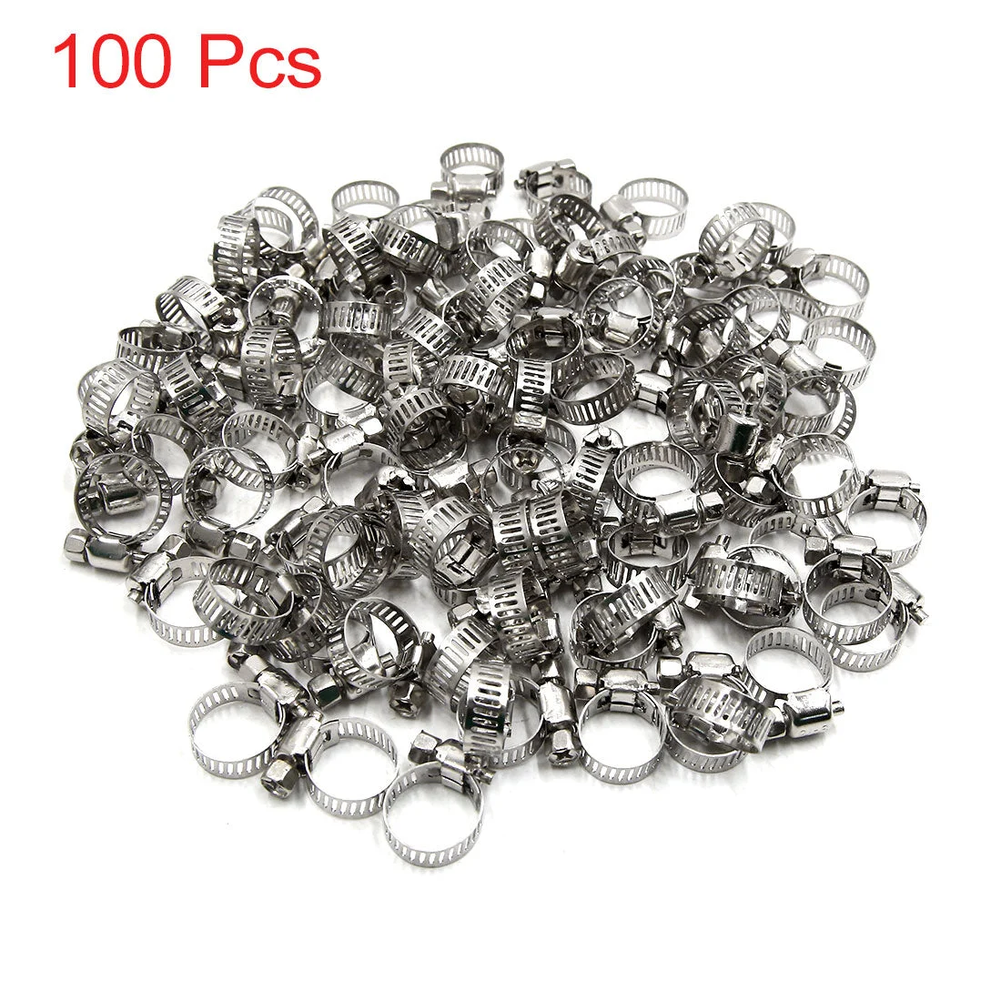 Uxcell 100pcs Car Stainless Steel Adjustable 9-16mm Hose Clamp Fuel Line Pipe Tube Clip