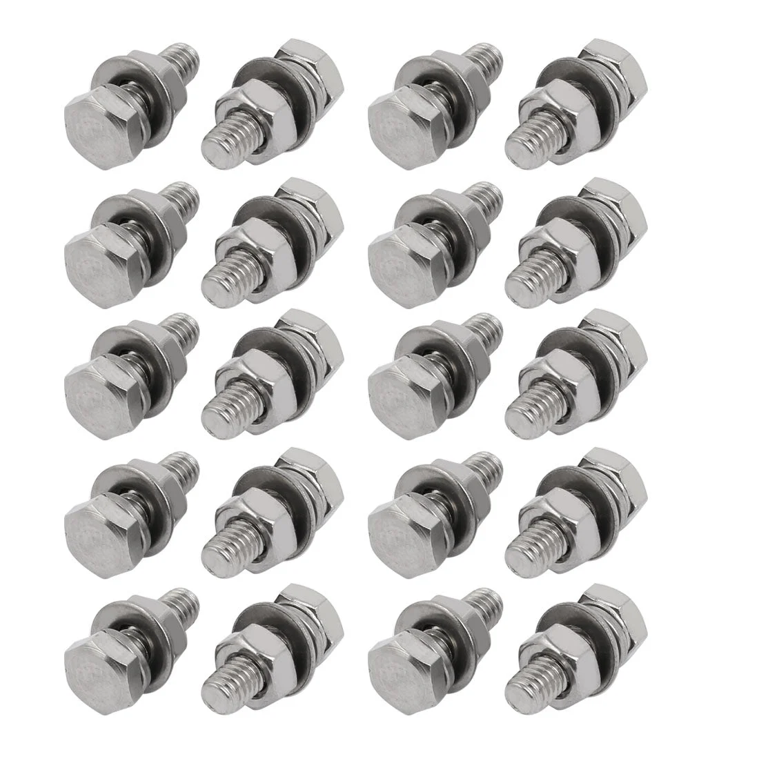 20pcs 304 Stainless Steel M4x12mm Hex Bolts w Nuts and Washers Assortment Kit