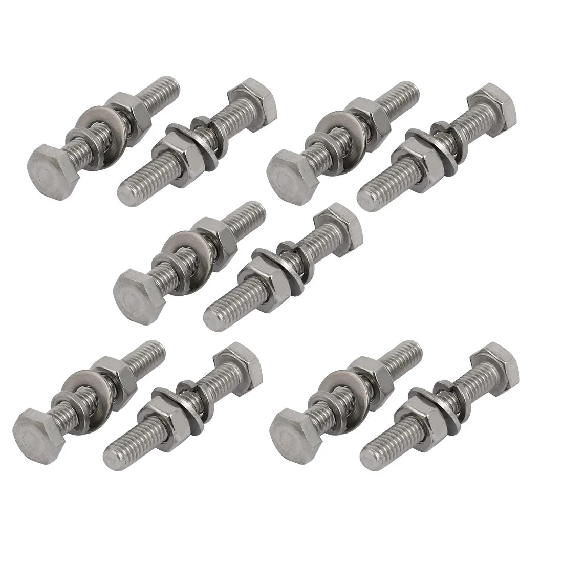10pcs 304 Stainless Steel M4x25mm Hex Bolts w Nuts and Washers Assortment Kit