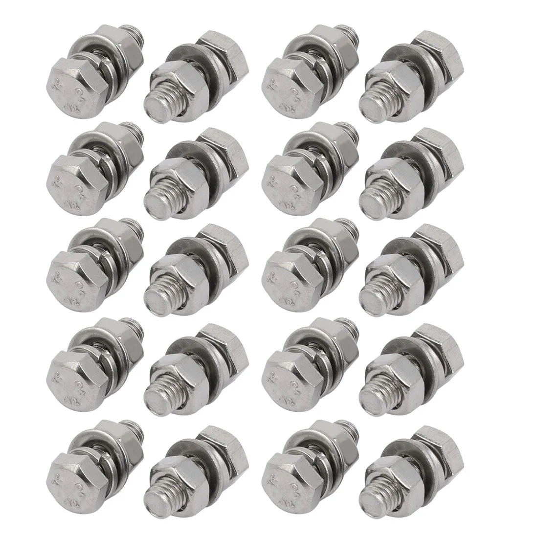 20pcs 304 Stainless Steel M5x16mm Hex Bolts w Nuts and Washers Assortment Kit