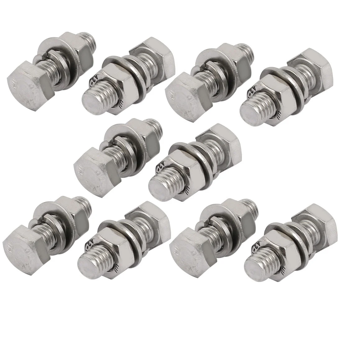 10 Set M8x30mm 304 Stainless Steel Hex Bolts w Nuts and Washers Assortment Kit