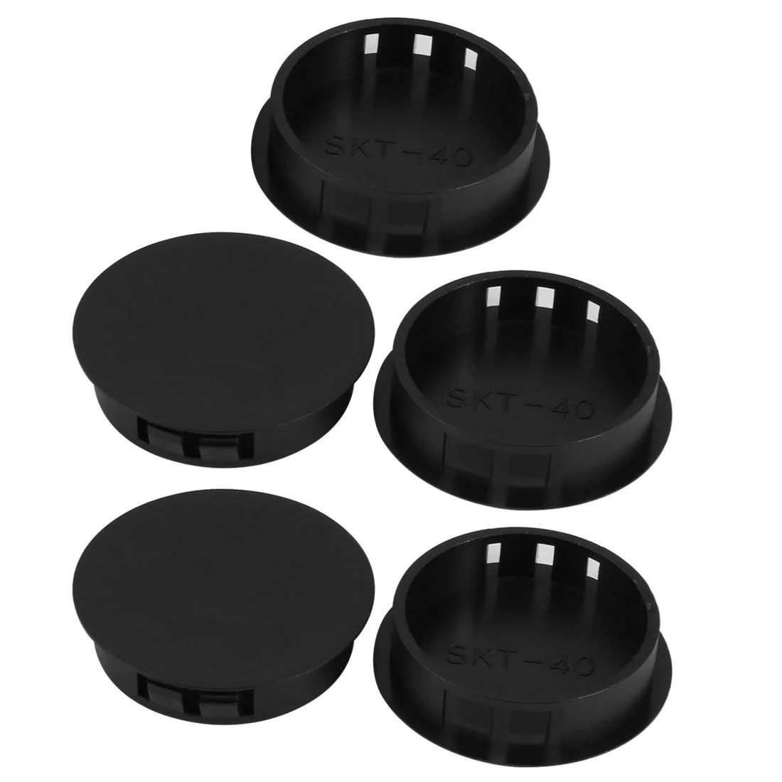 5pcs 40mm Dia Black Plastic Tubing Plug Door and Window Locking Hole Plugs