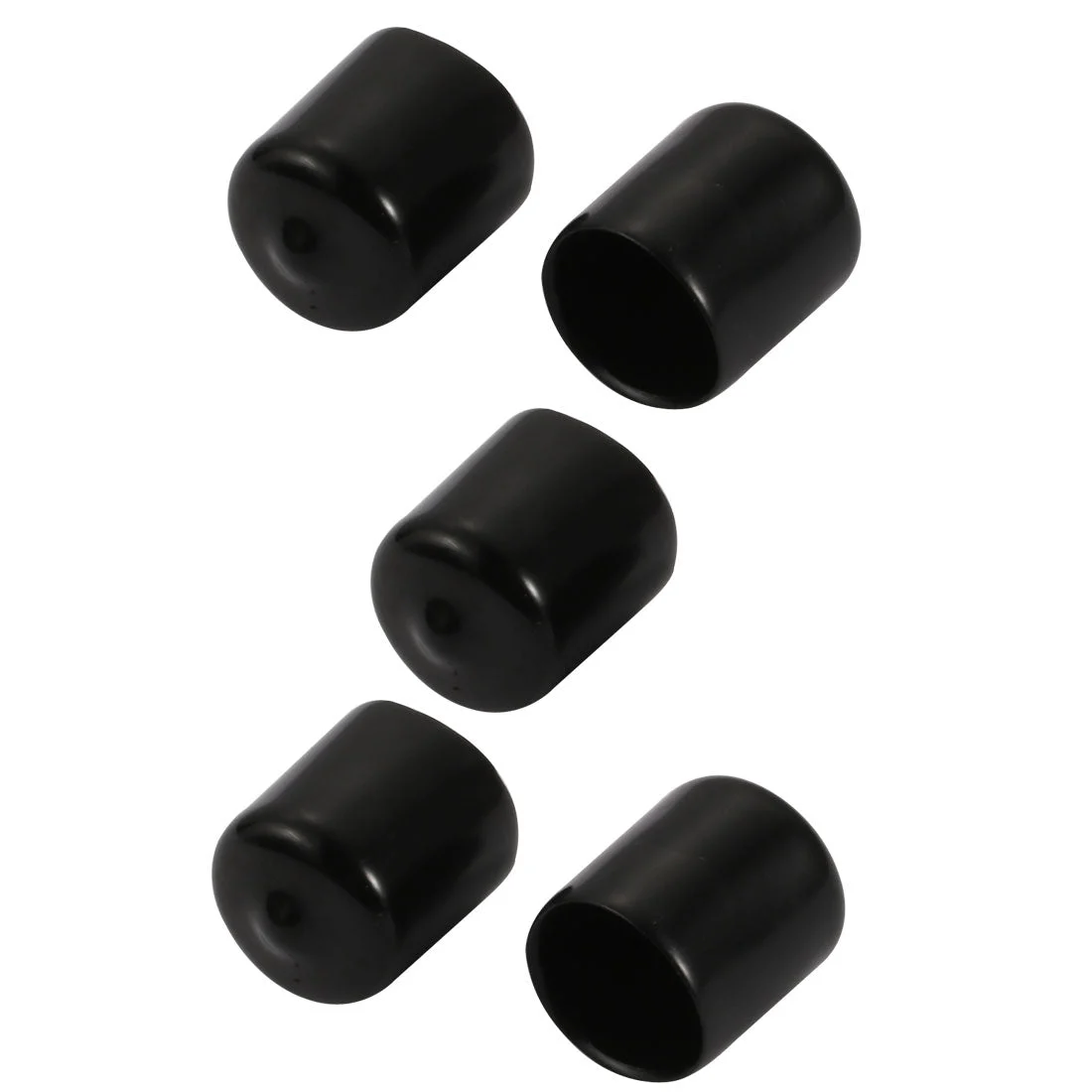 5Pcs 16mm Inner Dia PVC Flexible Vinyl End Cap Screw Thread Protector Cover Black