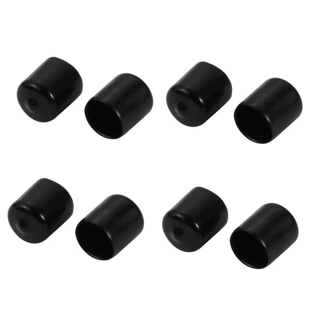 8Pcs 16mm Inner Dia PVC Flexible Vinyl End Cap Screw Thread Protector Cover Black