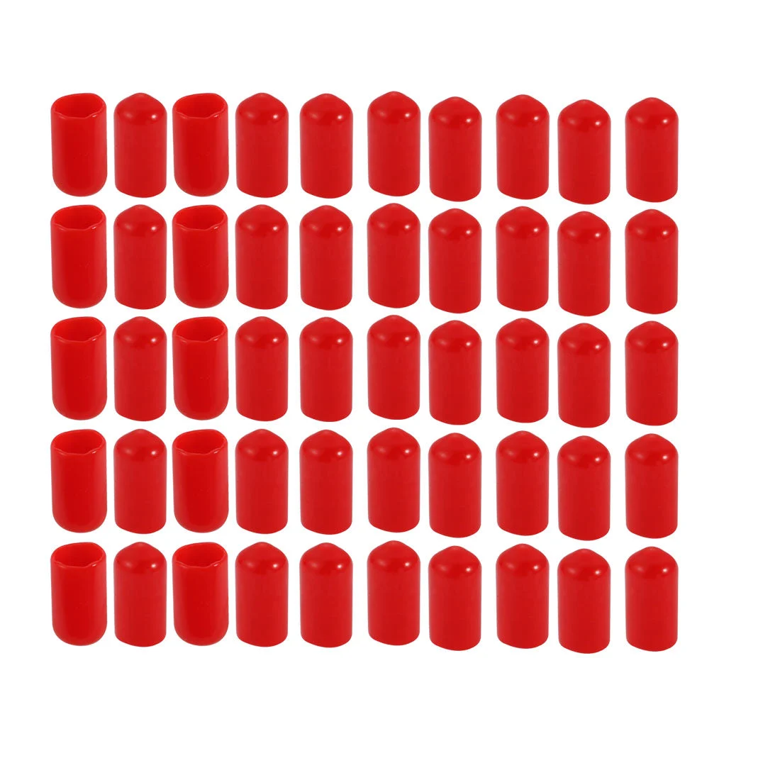50Pcs 8mm Inner Dia PVC Flexible Vinyl End Cap Screw Thread Protector Red