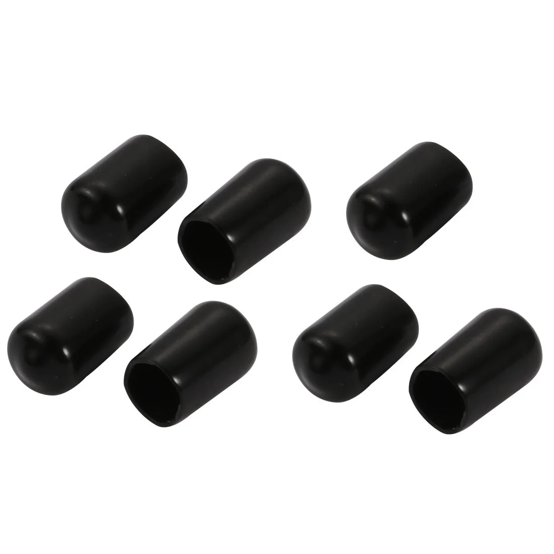 7Pcs 8mm Inner Dia PVC Flexible Vinyl End Cap Screw Thread Protector Black