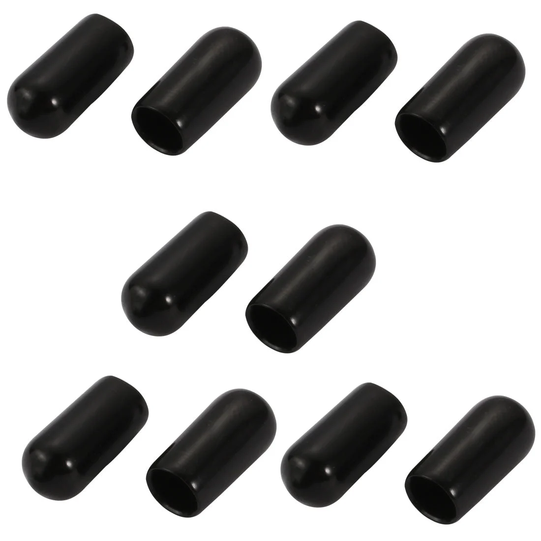 10Pcs 6mm Inner Dia PVC Flexible Vinyl End Cap Screw Thread Protector Black