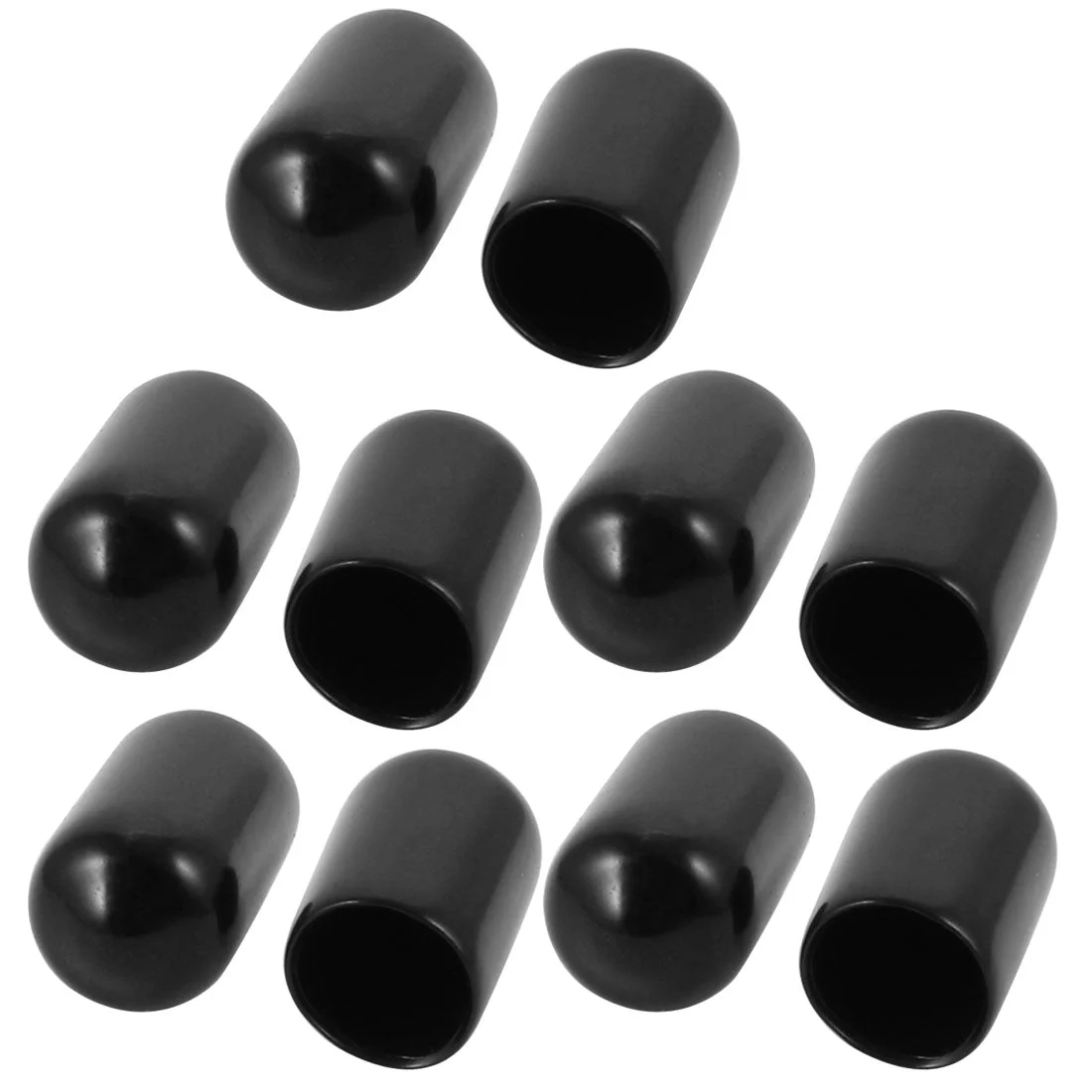 10Pcs 7mm Inner Dia PVC Flexible Vinyl End Cap Screw Thread Protector Cover Black