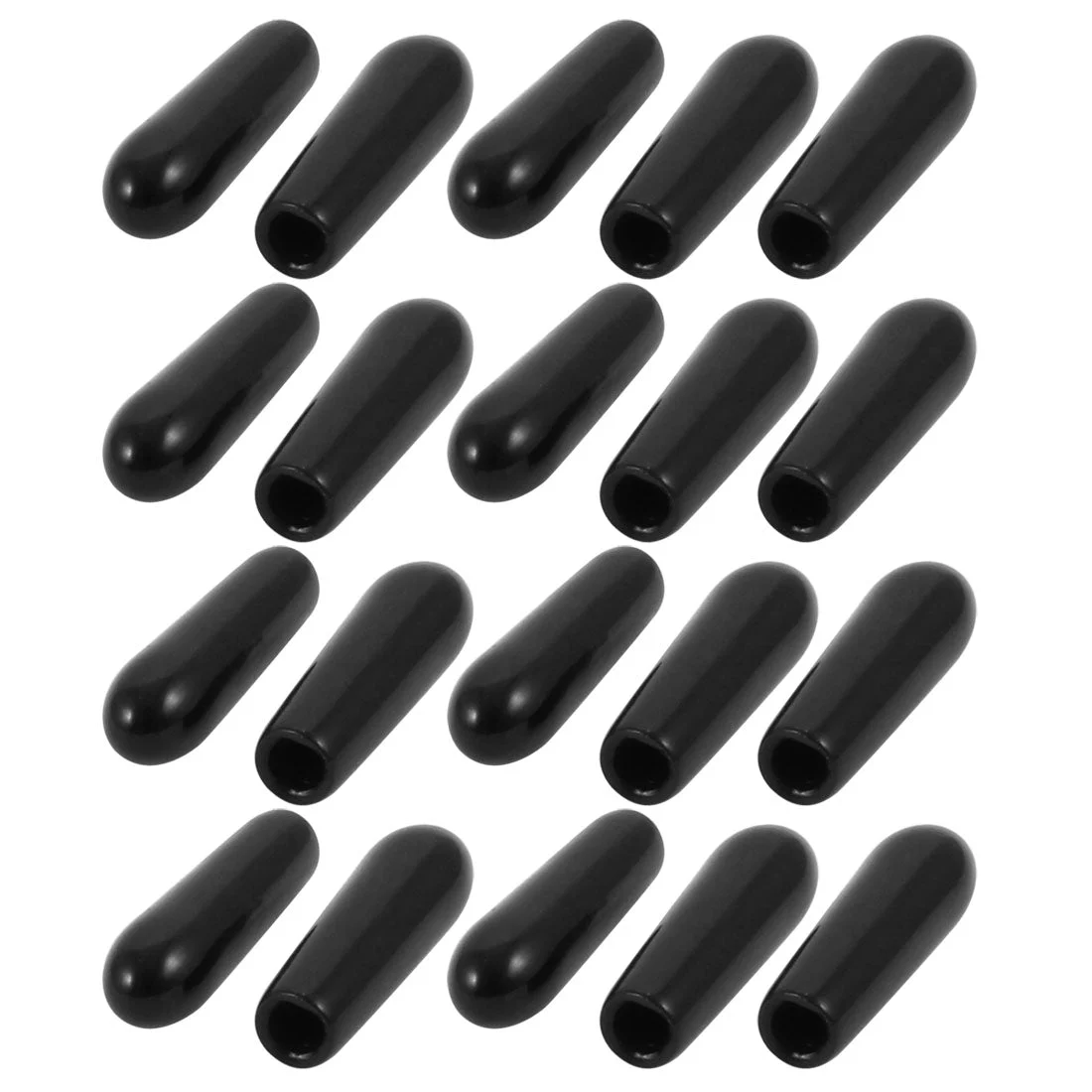 20Pcs 2mm Inner Dia PVC Flexible Vinyl End Cap Screw Thread Protector Cover Black