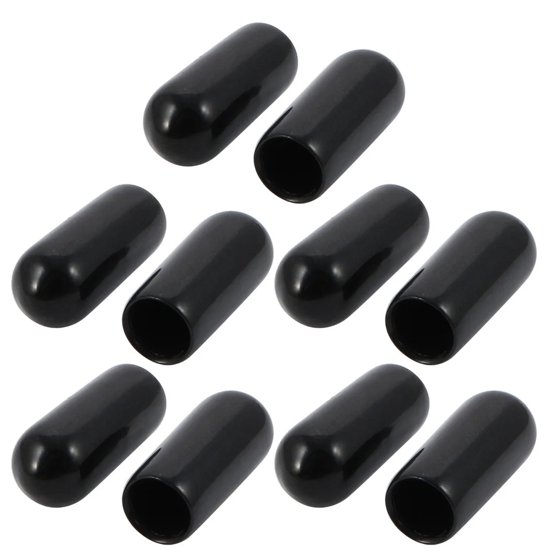 10Pcs 5mm Inner Dia PVC Flexible Vinyl End Cap Screw Thread Protector Cover Black