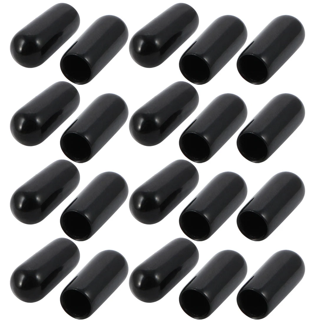 20Pcs 5mm Inner Dia PVC Flexible Vinyl End Cap Screw Thread Protector Cover Black