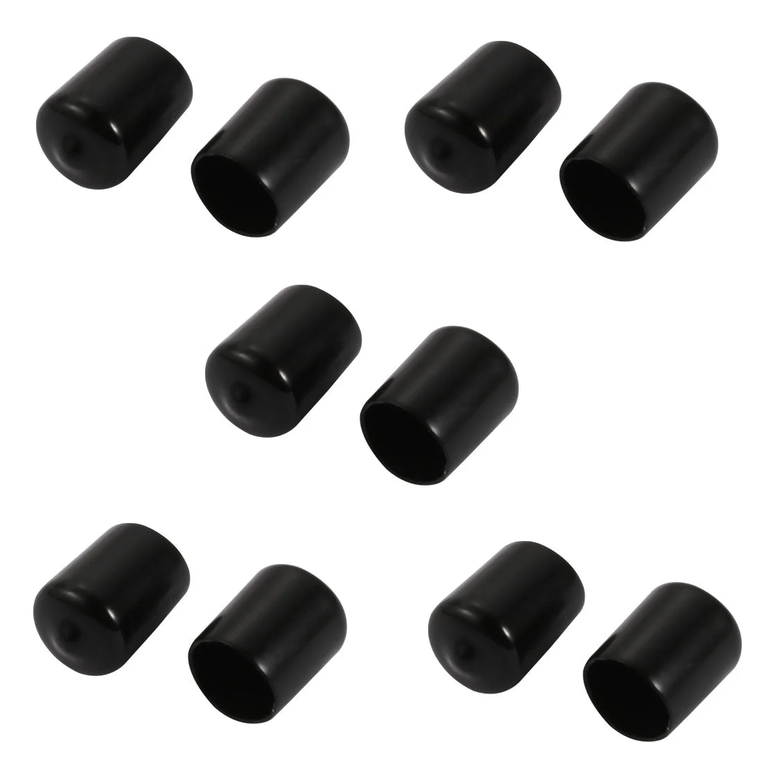 10Pcs 14mm Inner Dia PVC Flexible Vinyl End Cap Screw Protector Cover Black