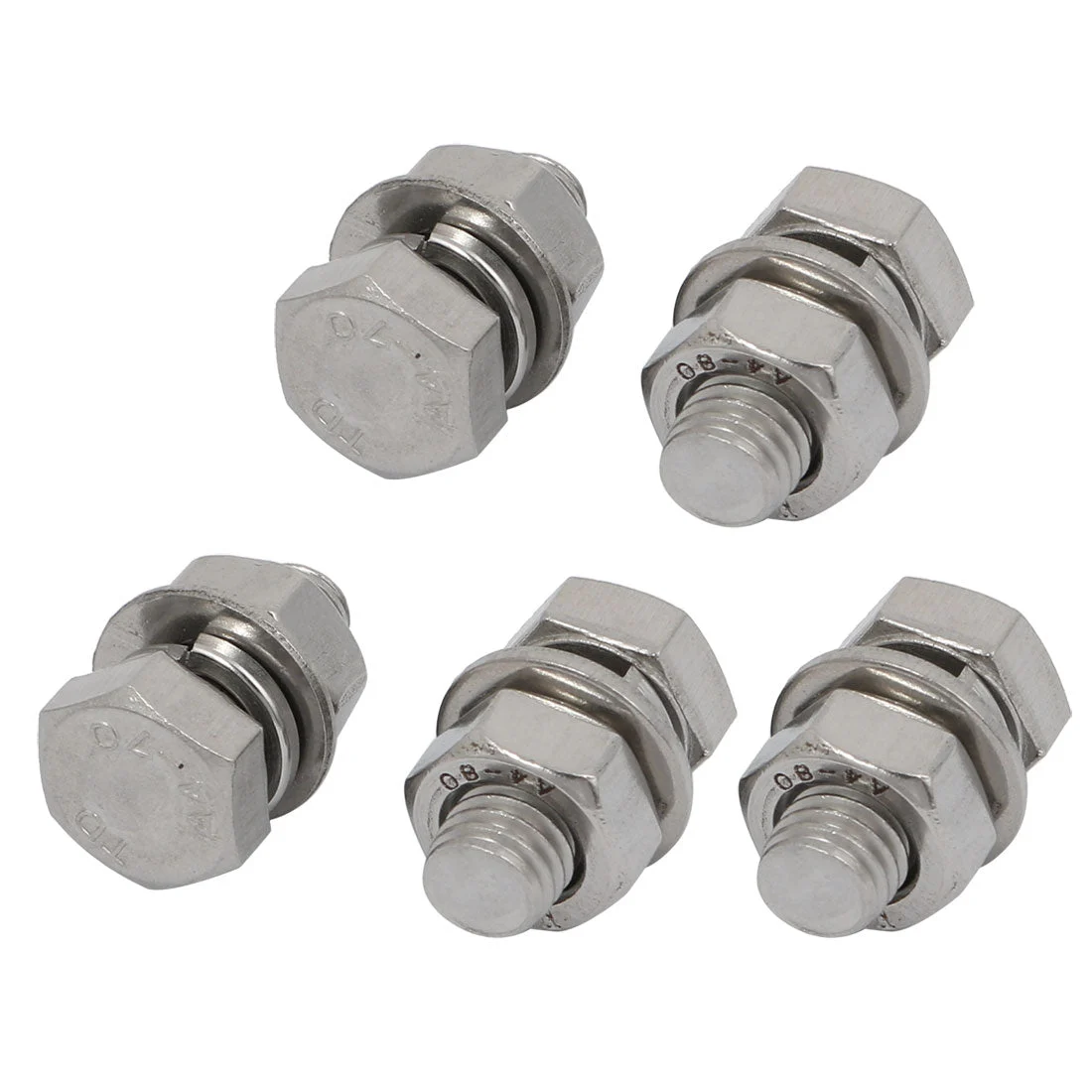 5 Set M8x16mm 316 Stainless Steel Hex Bolts w Nuts and Washers Assortment Kit