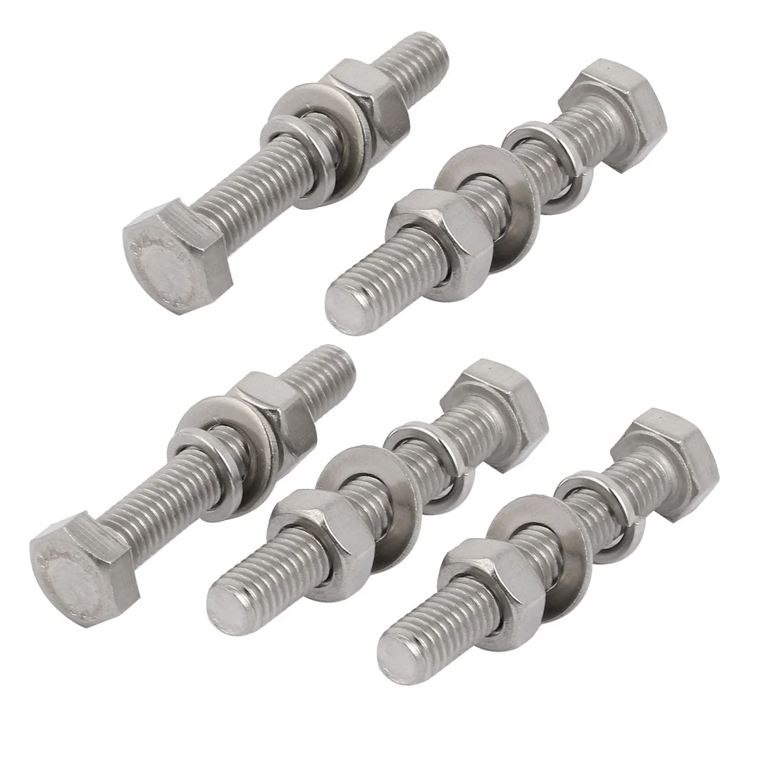 5 Set M8x55mm 316 Stainless Steel Hex Bolts w Nuts and Washers Assortment Kit