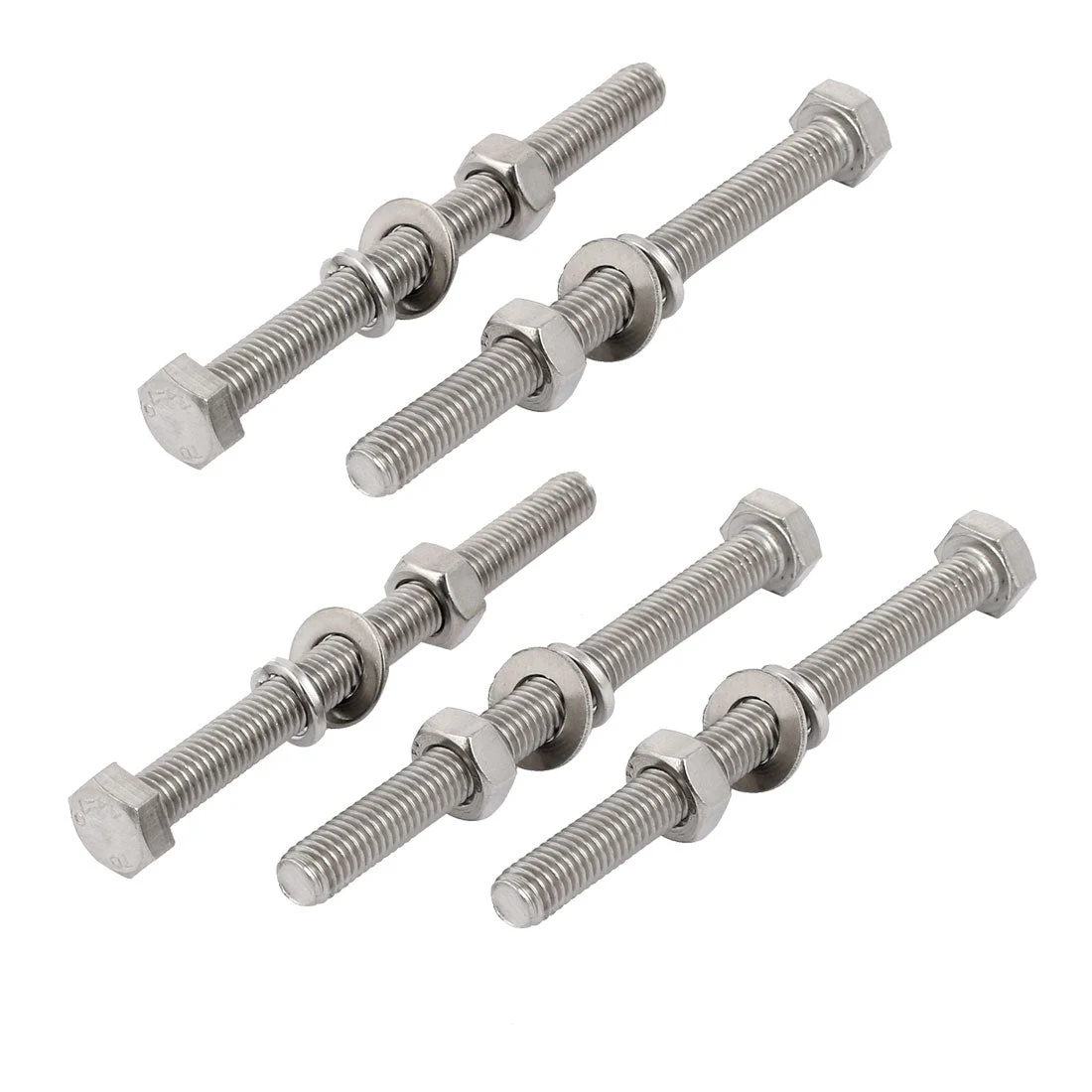5 Set M8x100mm 316 Stainless Steel Hex Bolts w Nuts and Washers Assortment Kit