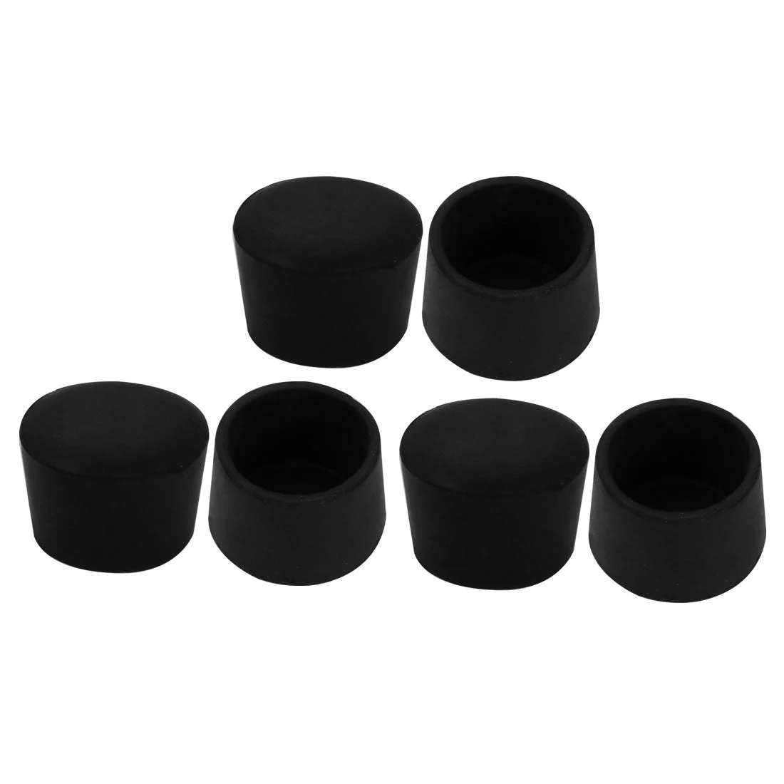 6pcs Furniture Desk Chair Round Rubber Leg Tip Cap 35mm Inner Diameter Black