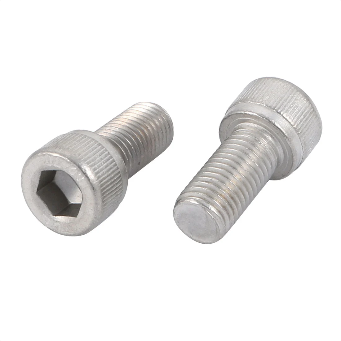 M10x20mm 1.25mm Pitch 304 Stainless Steel Hex Socket Head Cap Screws Bolts 2Pc