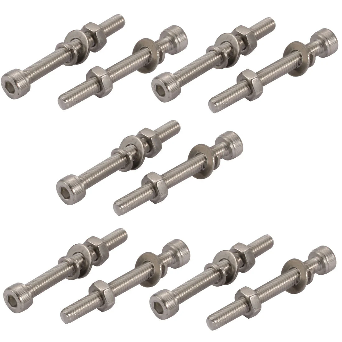 10pcs M4x40mm 304 Stainless Steel Knurled Hex Socket Head Bolts Nuts w Washers