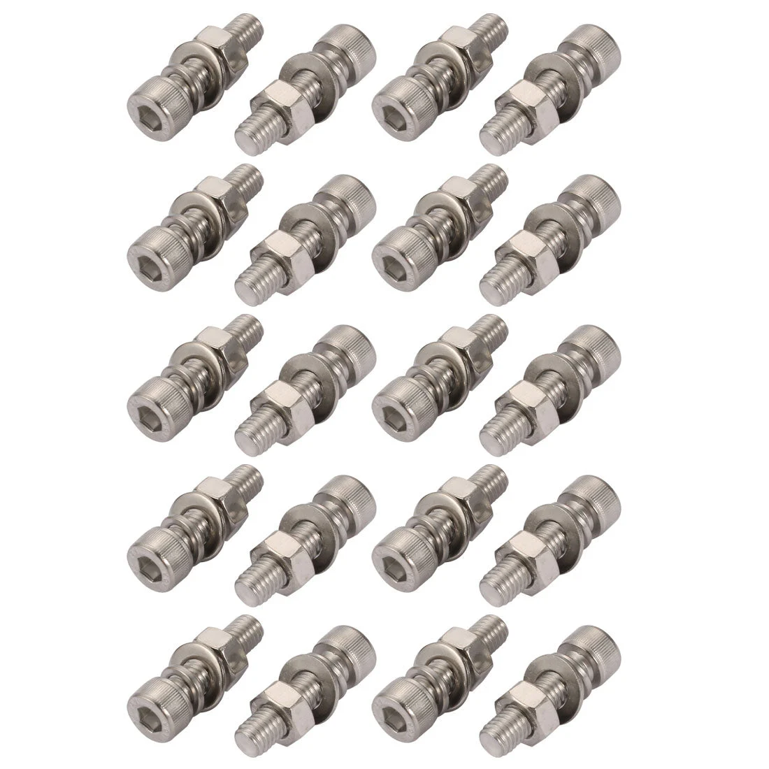 20Pcs M8x30mm 304 Stainless Steel Knurled Hex Socket Head Bolt Nut Set w Washer