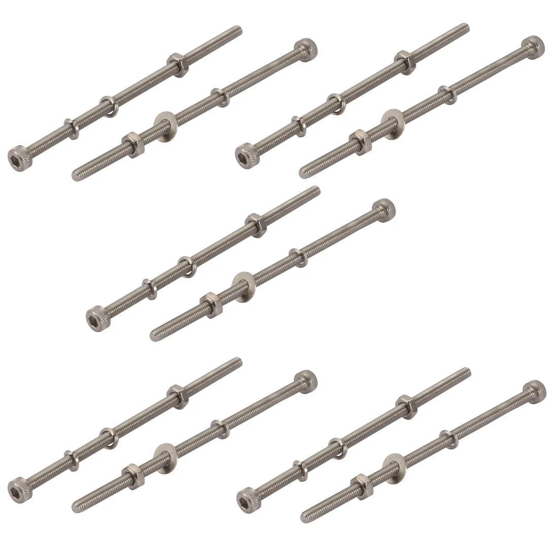 10Pcs M3x70mm 304 Stainless Steel Knurled Hex Socket Head Bolts Nuts Set w Washers