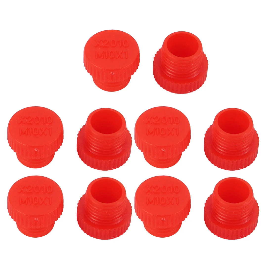 10pcs M10 x 1.0mm PE External Threaded Tube Insert Cap Screw-in Cover Red