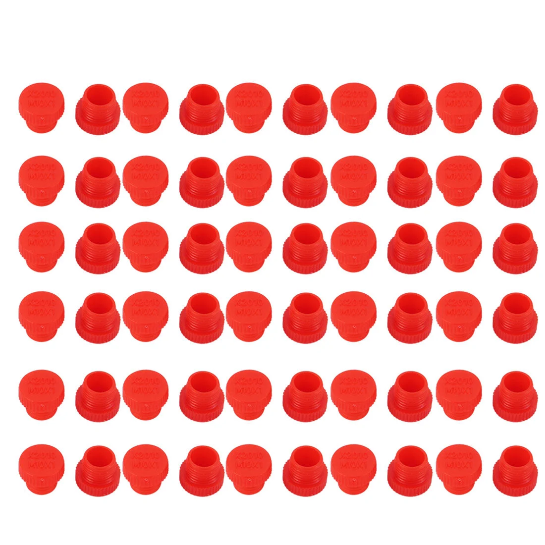 60pcs M10 x 1.0mm PE External Threaded Tube Insert Cap Screw-in Cover Red