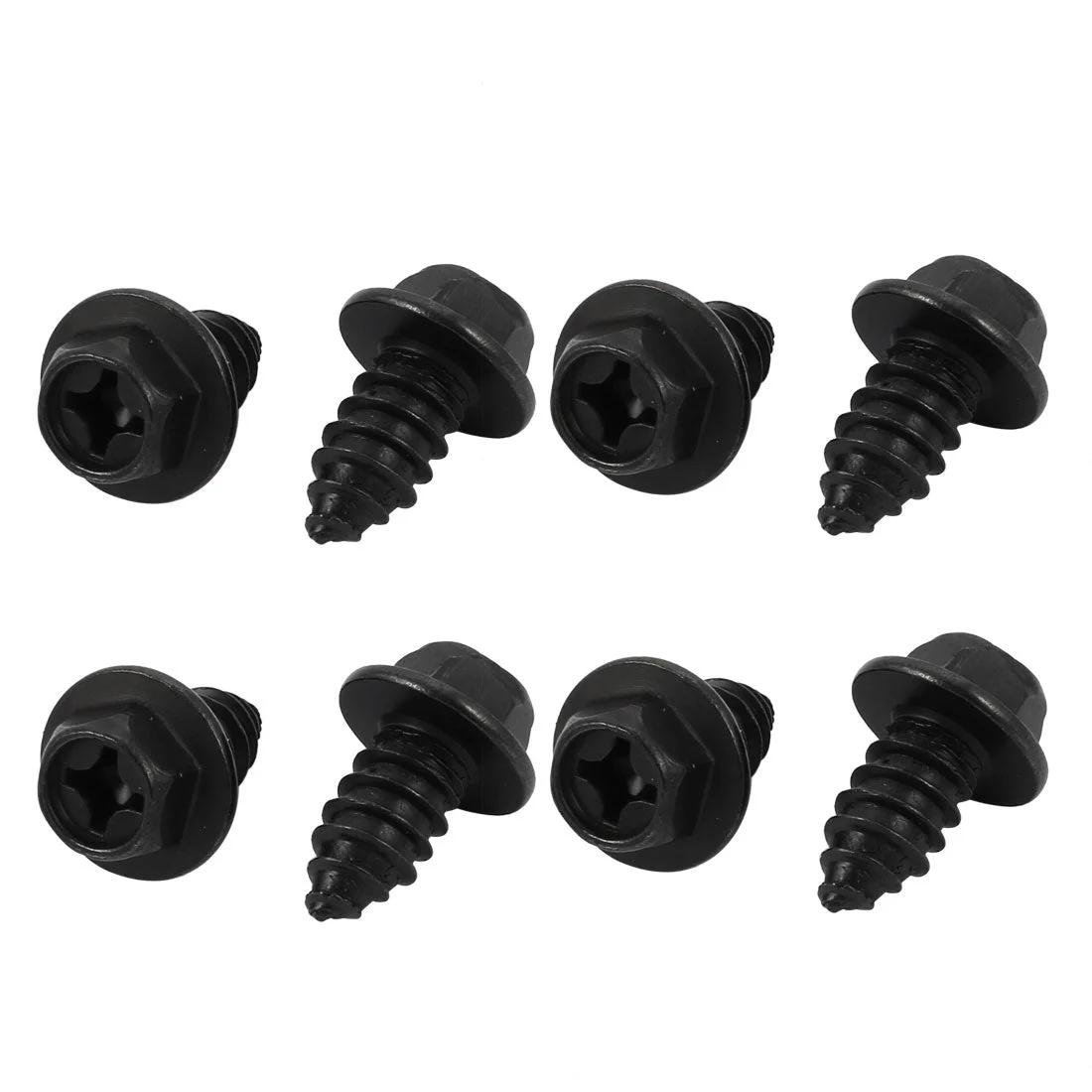 M8x20mm Iron Zinc Plated Self-Tapping Hex Flange Phillips Drive Blot Screw 8pcs
