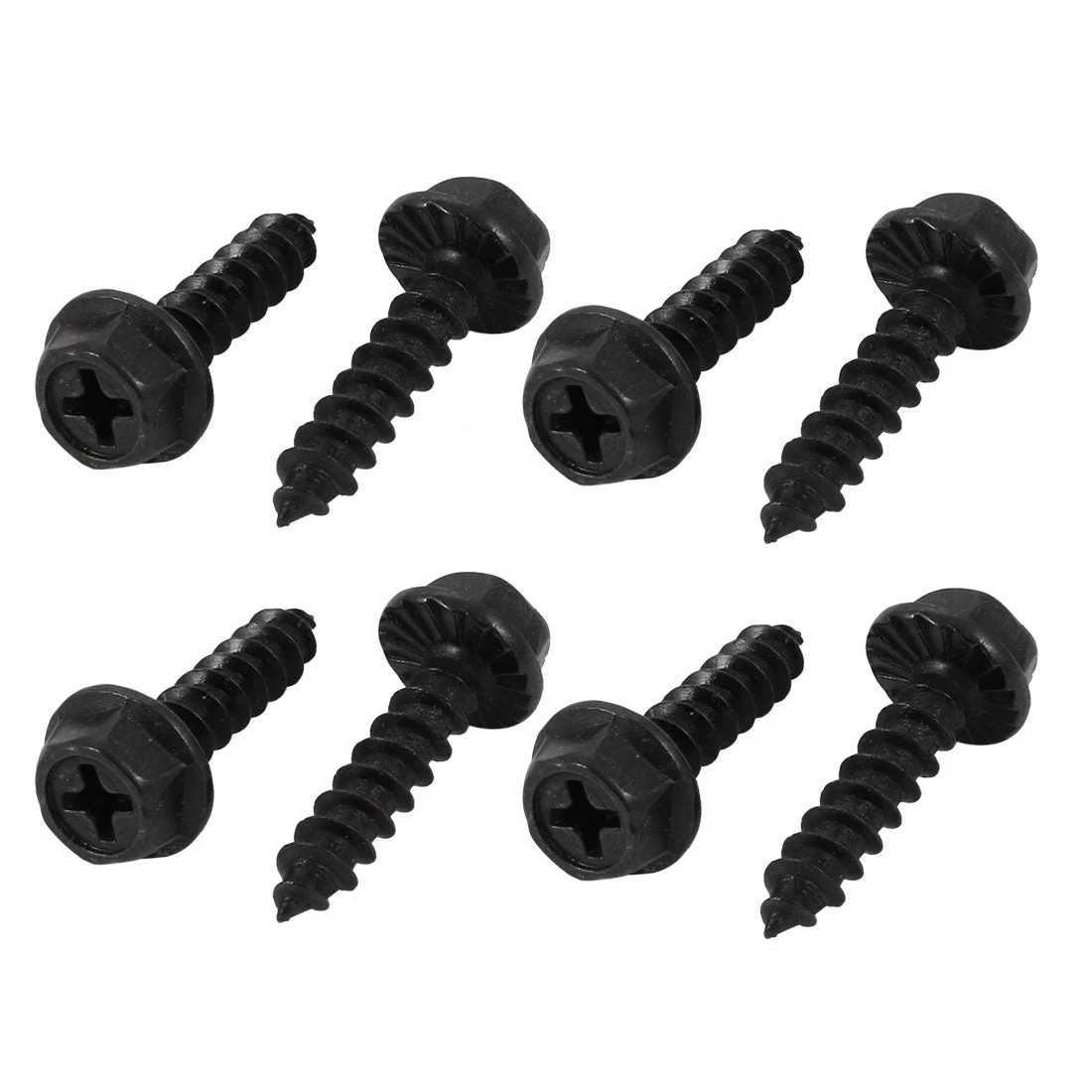 M5x20mm Iron Zinc Plated Self-Tapping Hex Flange Phillips Drive Blot Screw 8pcs