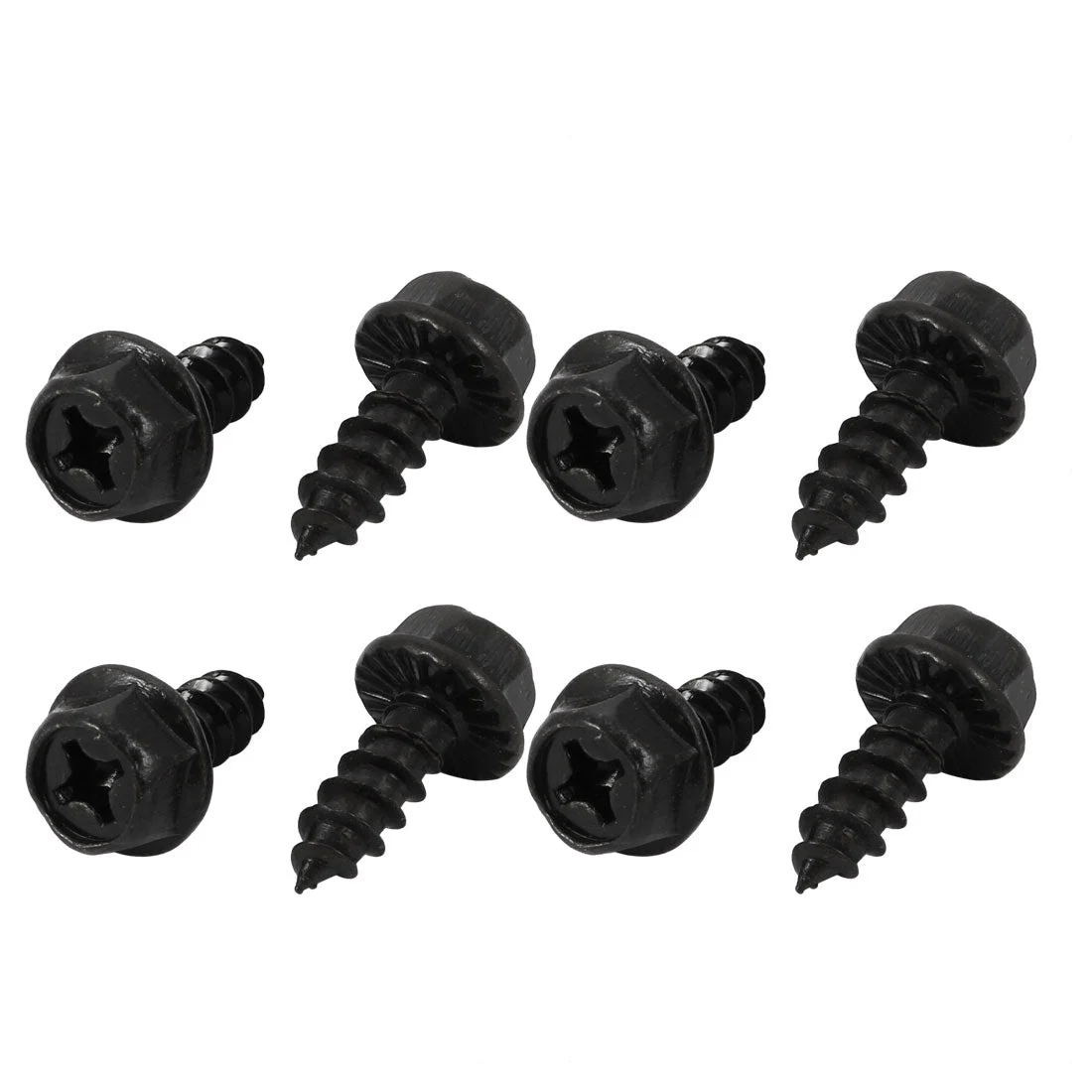 M6x16mm Iron Zinc Plated Self-Tapping Hex Flange Phillips Drive Blot Screw 8pcs