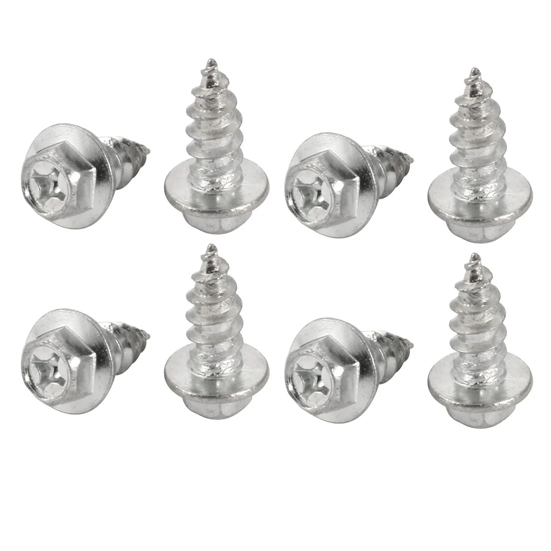 8Pcs M8x20mm Zinc Plated phillips Drive Flange Hex Head Self-Tapping Screw