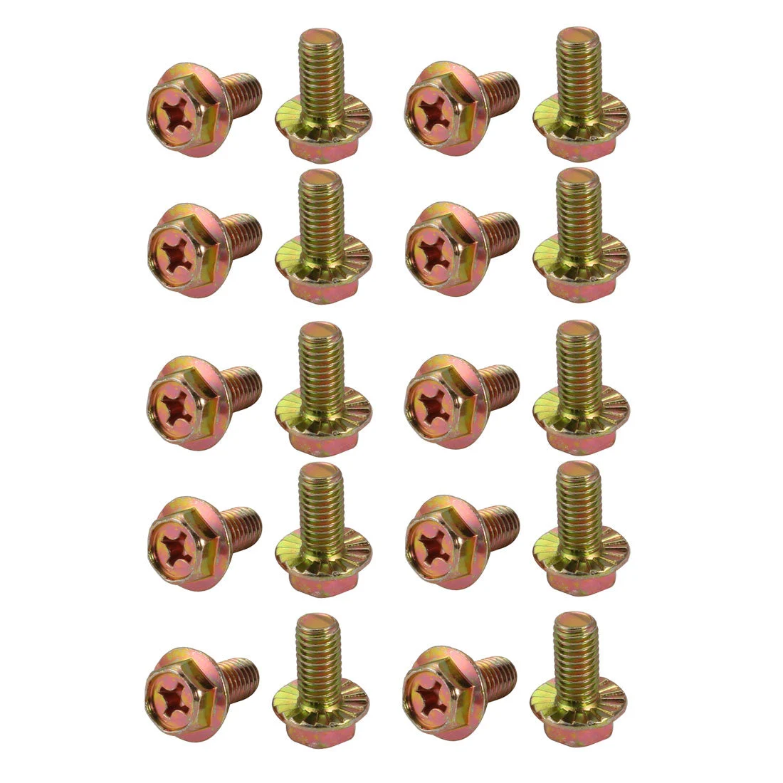 20Pcs M8x16mm Yellow Zinc Plated 4.8 Grade phillips Drive Serrated Flange Hex Head Bolt