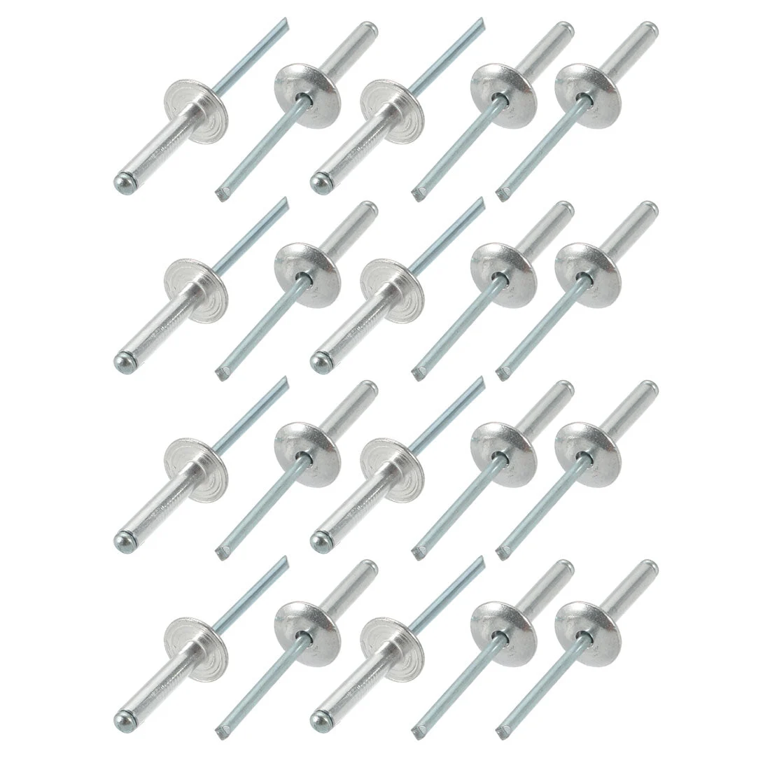 20 Pcs 4mm x 20mm Aluminum Open End Large Flange Blind Rivets