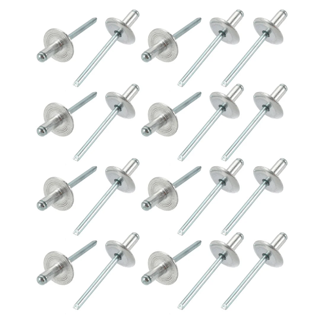 20 Pcs 5mm x 10mm x 16mm Aluminum Open End Large Flange Blind Rivets
