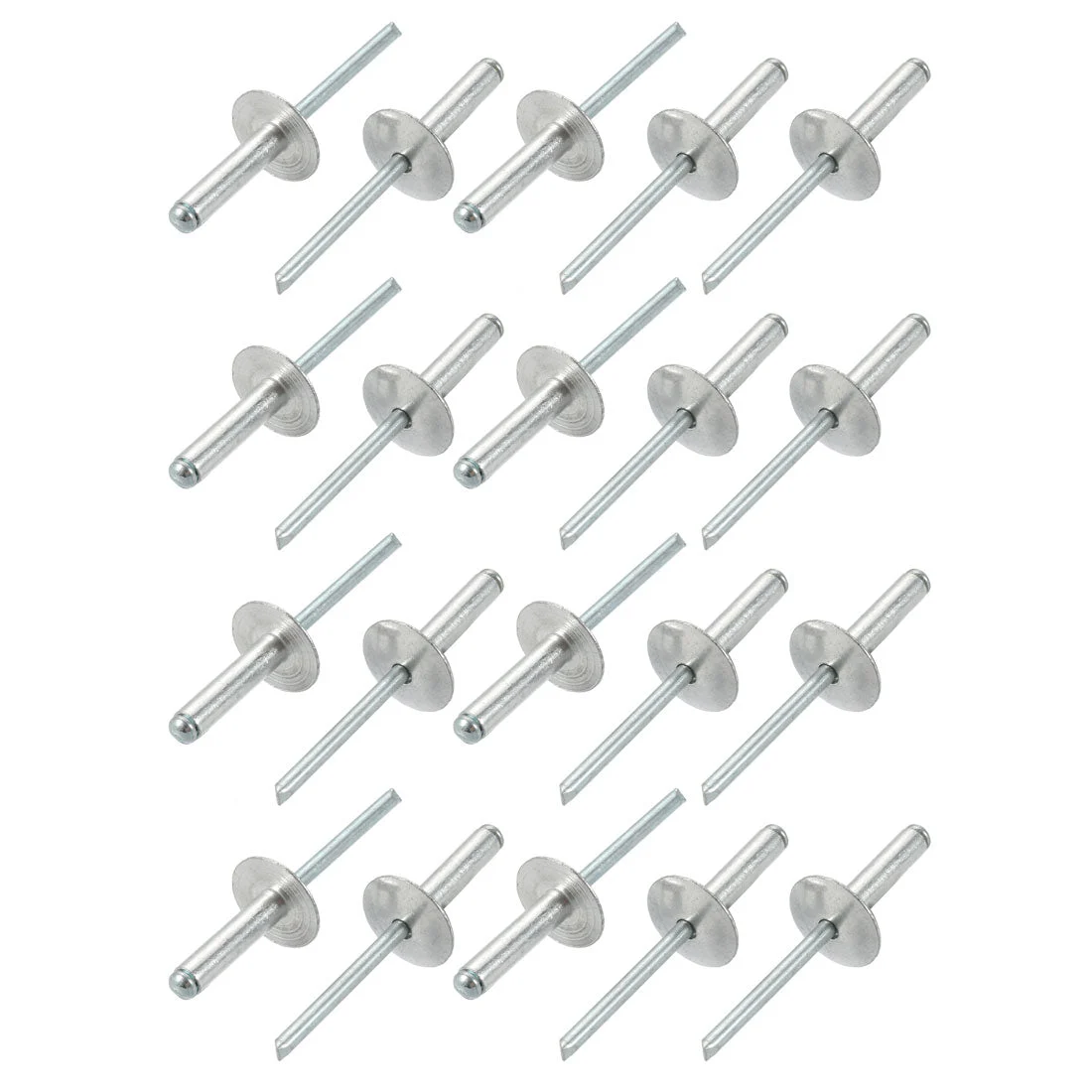 20 Pcs 5mm x 20mm Aluminum Open End Large Flange Blind Rivets