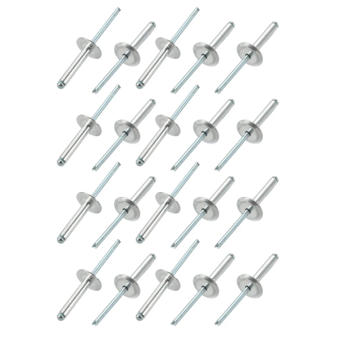 20 Pcs 5mm x 25mm Aluminum Open End Large Flange Blind Rivets