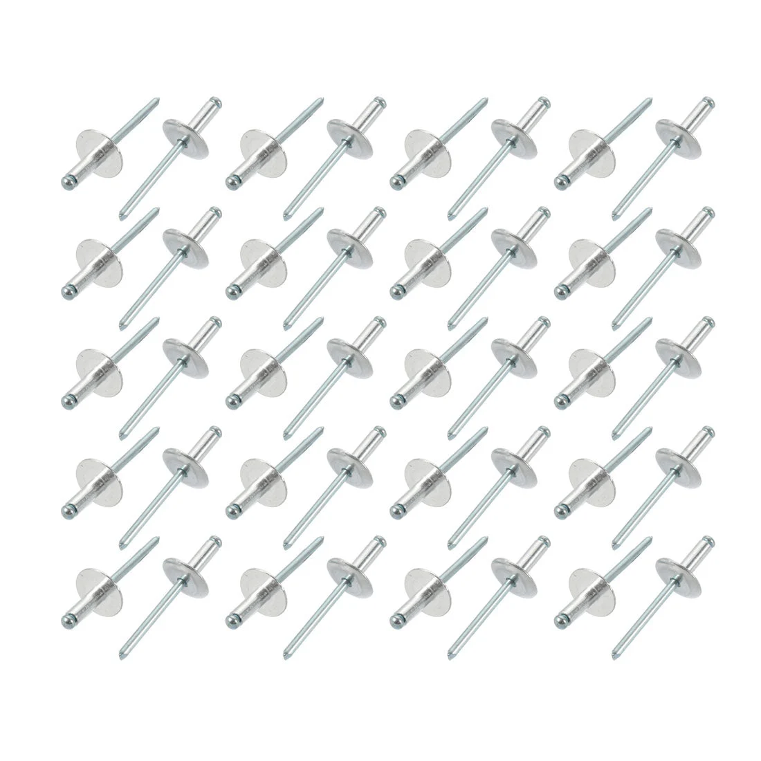 40 Pcs 5mm x 13mm Aluminum Open End Large Flange Blind Rivets