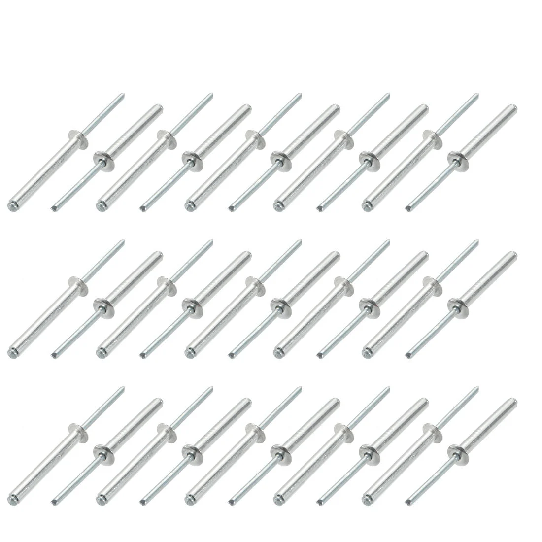 30 Pcs 5mm x 40mm Aluminum/Steel Open End Blind Rivets