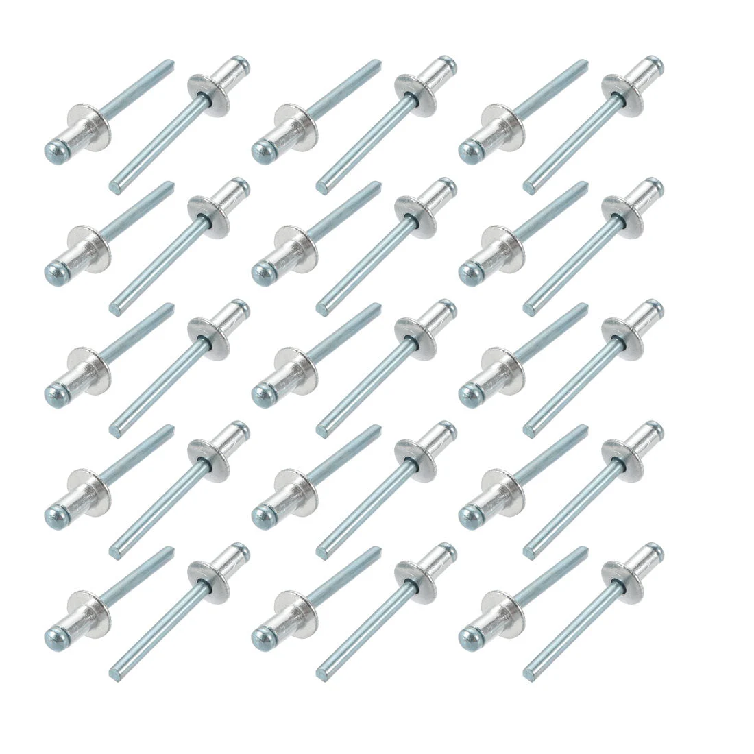 30 Pcs 6mm x 10mm Aluminum/Steel Open End Blind Rivets