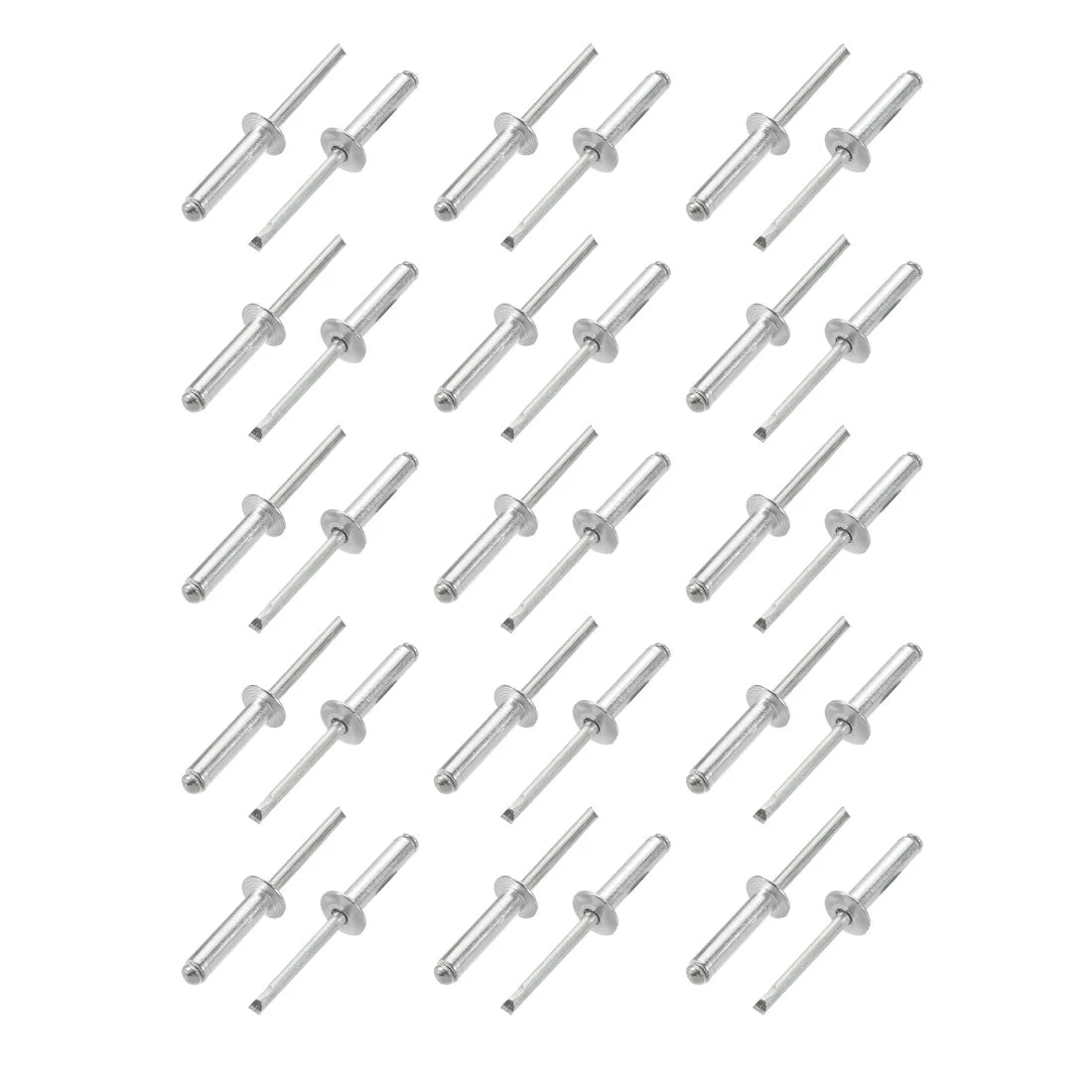 30 Pcs 6mm x 25mm Aluminum/Steel Open End Blind Rivets