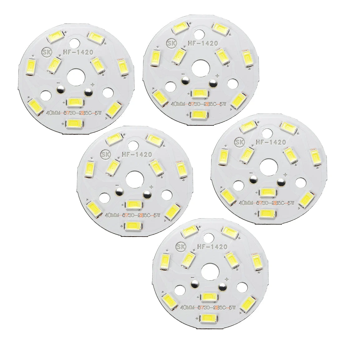 300mA 5W 10x5730SMD LED Chip Module Aluminum Board Pure White Super Bright 40mm Dia 5pcs